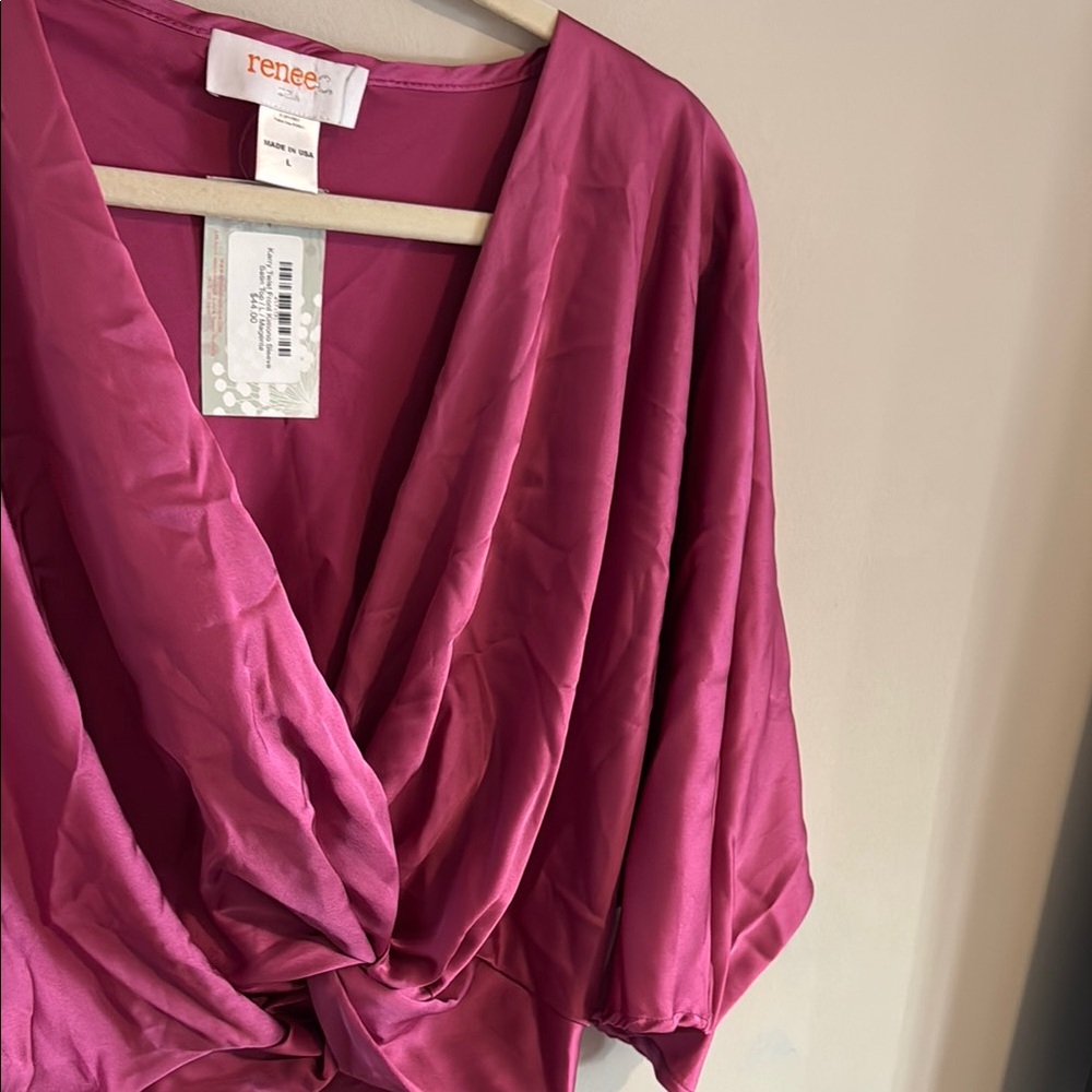 Renee C. Pink Draped Blouse
